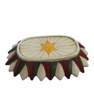 TRACY JINGLE BELL Decorative Ceramic Star Dish Star of David lets hang mistletoe